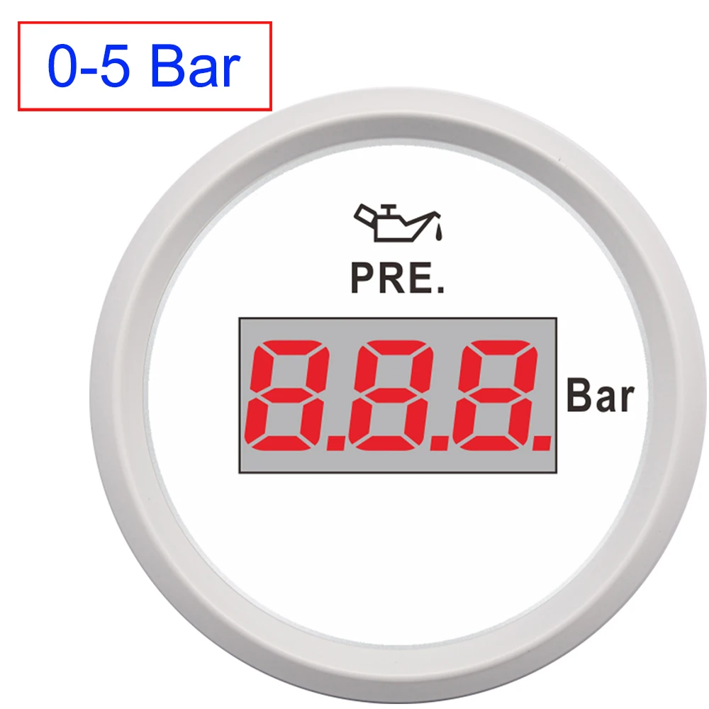 52 мм цифровой датчик давления масла, автомобильный лодочный измеритель 0-5/0-10 бар с подсветкой 9~ 32 В для авто мотоцикла грузовика, морского давления топлива