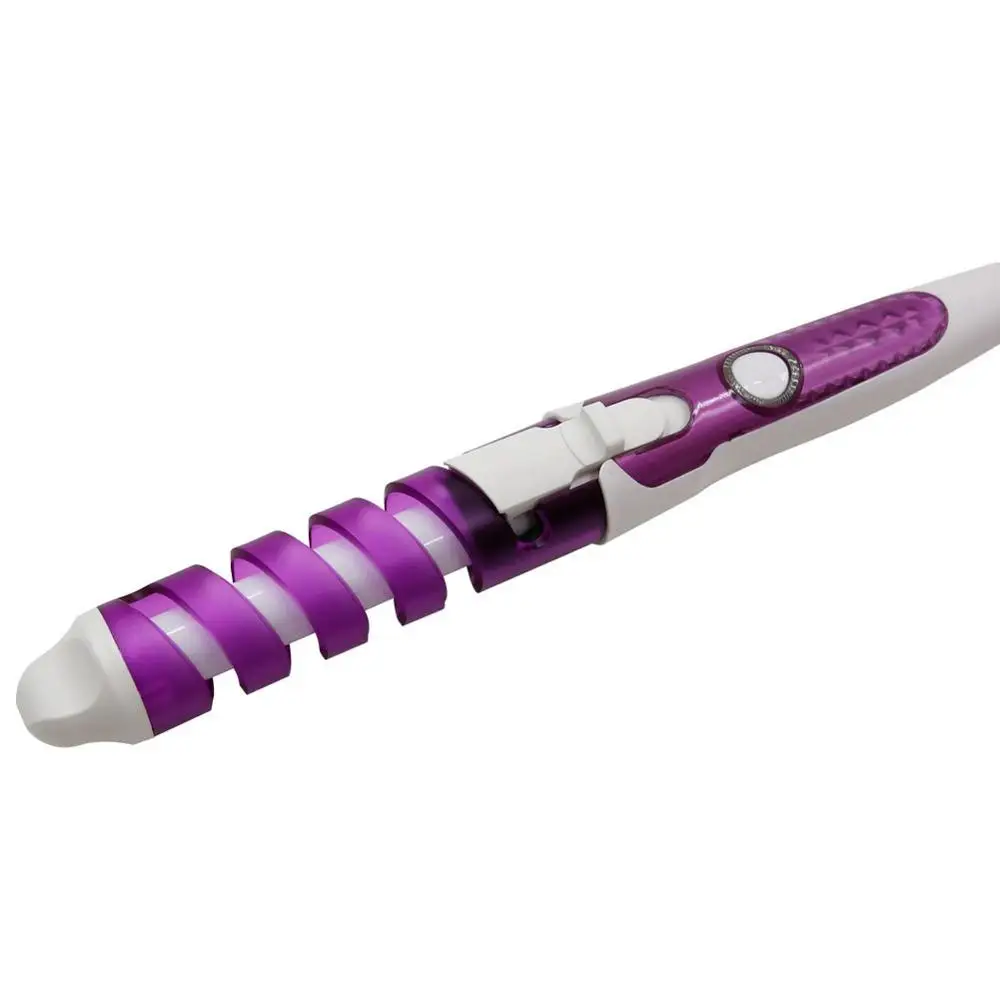 Purple with box Портативные бигуди для волос, спиральные щипцы для завивки волос, салонные электрические щипцы для завивки волос, профессиональный инструмент для укладки волос, 100-240 в - Цвет: Purple with box