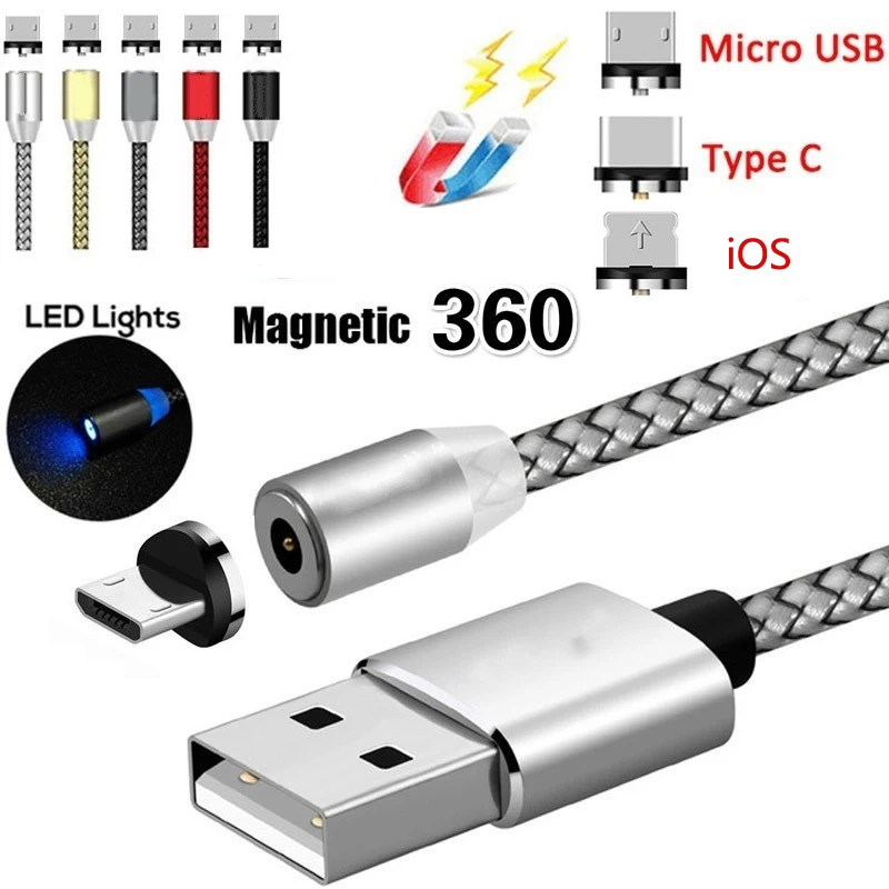Магнитный микро USB кабель для iPhone Samsung Android мобильный телефон Быстрая зарядка Type C