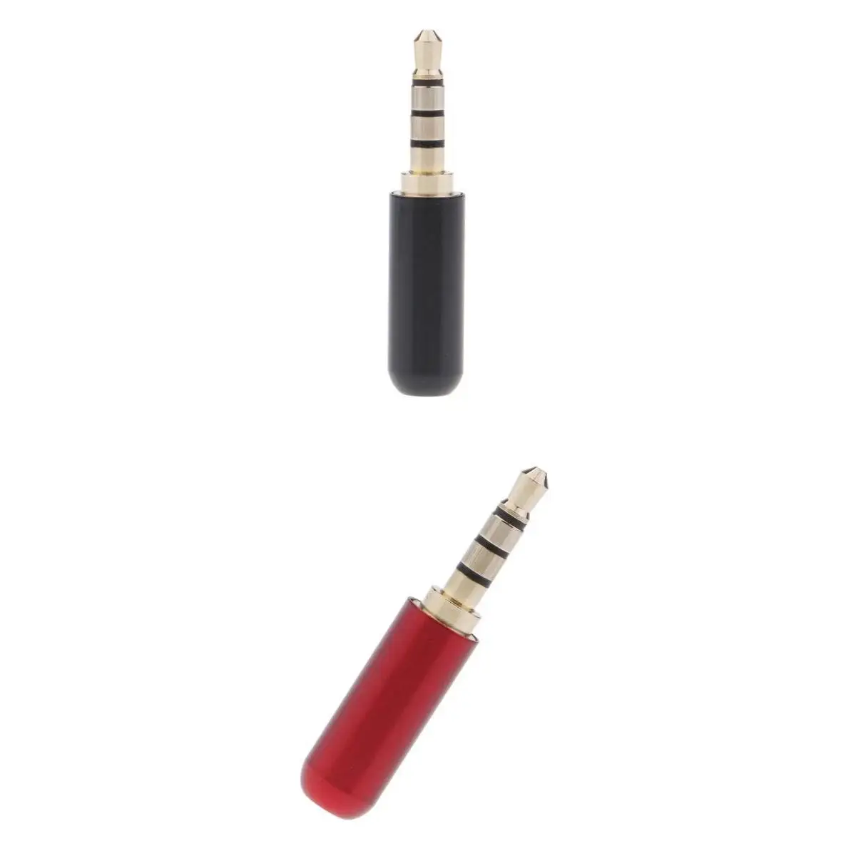 3.5mm/1/8' 4 Pole Male Plug Headphone Jack A/V Solder Connector Red & Black Use for microphone plug, earphone plug