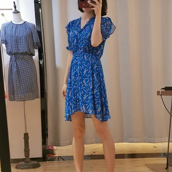 

Women Dress Spring / Summer 2020 New Dress Printed V-neck Mini Dress