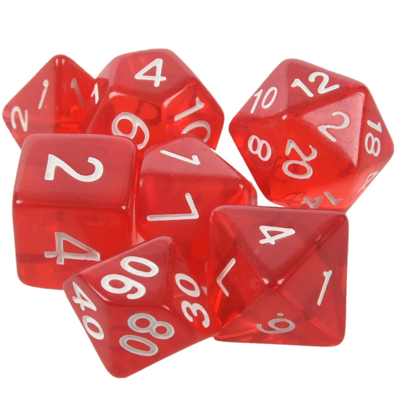 7-кости Двусторонняя D4 D6 D8 D10 D12 D20 MTG магия сбор D прозрачный красный