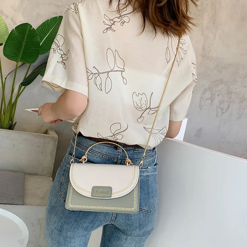 

New woman 2019 summer new style wheat panicle sewing oblique satchel fashion chain single shoulder handheld small square bag