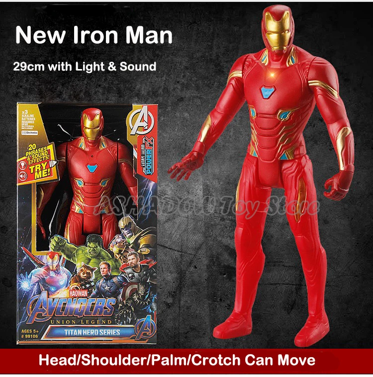 30 см Мстители Marvel фигурка Капитан Америка Железный человек паук танос Тор Халк Супермен ПВХ модель куклы Коллекция игрушек - Цвет: Iron Man-29cm