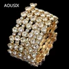 Fashion 3/6 rows Crystal Gold Silver Plated Bracelets & Bangles for Women Rhinestone Stretching Bangle Upper Arm Bracelet jewelr 6