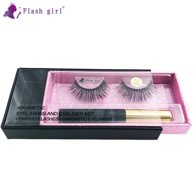 

Flash Girl Handmade Natural Lashes Magnetic Eyelash With Eyeliner Set Waterproof Long-Lasting Liquid Eyeliner Mink Eyelashes