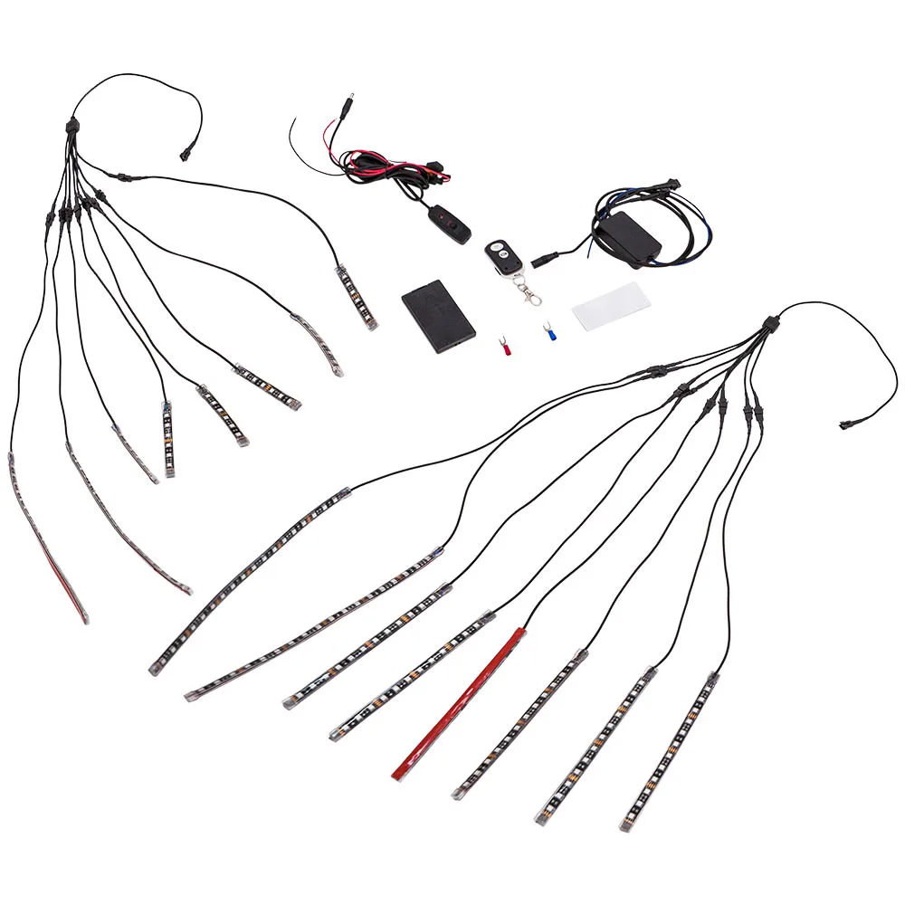 US $62.30 16 Motorcycle LED Under Glow Light Neon RGB Strip Kit For Harley Davidson Street