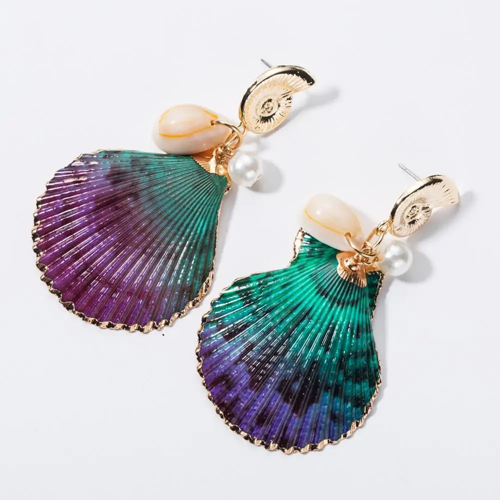 

New Colorful Natural Sea Shell Drop Earring For Women Pearl Conch Statement Dangle Earrings Party Charm Jewelry Gifts
