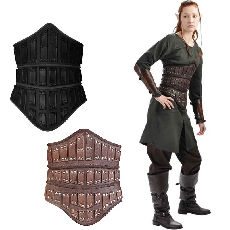 Middle Ages Vintage Wide Belt Men Women Elf Knight Armor Medieval Viking Pirate Costume Adult Cosplay Accessory Fancy Props