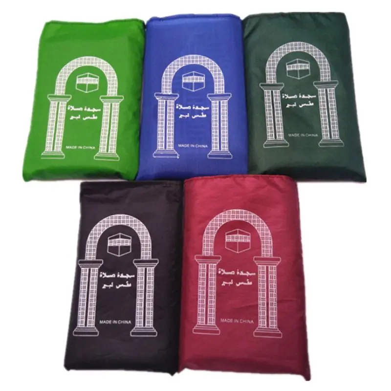 Portátil oración musulmana alfombra impermeable PU trenzada estera simplemente imprimir bolsa viaje hogar 60x100CMRetailsale