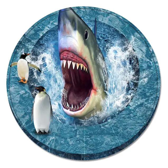 Shark Quirky 3D Акула круглый коврик ковер Забавный подводный большой белый Акула площадь ковер для детской комнаты гостиная спальня домашний декор 80 120 - Цвет: Shark
