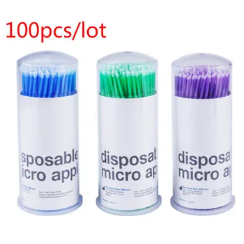

100PCS/Lot Eyelash Extension Tools Disposable Eyelash Brushes Swab Microbrushes Individual Eyelashes Removing Tools Applicators