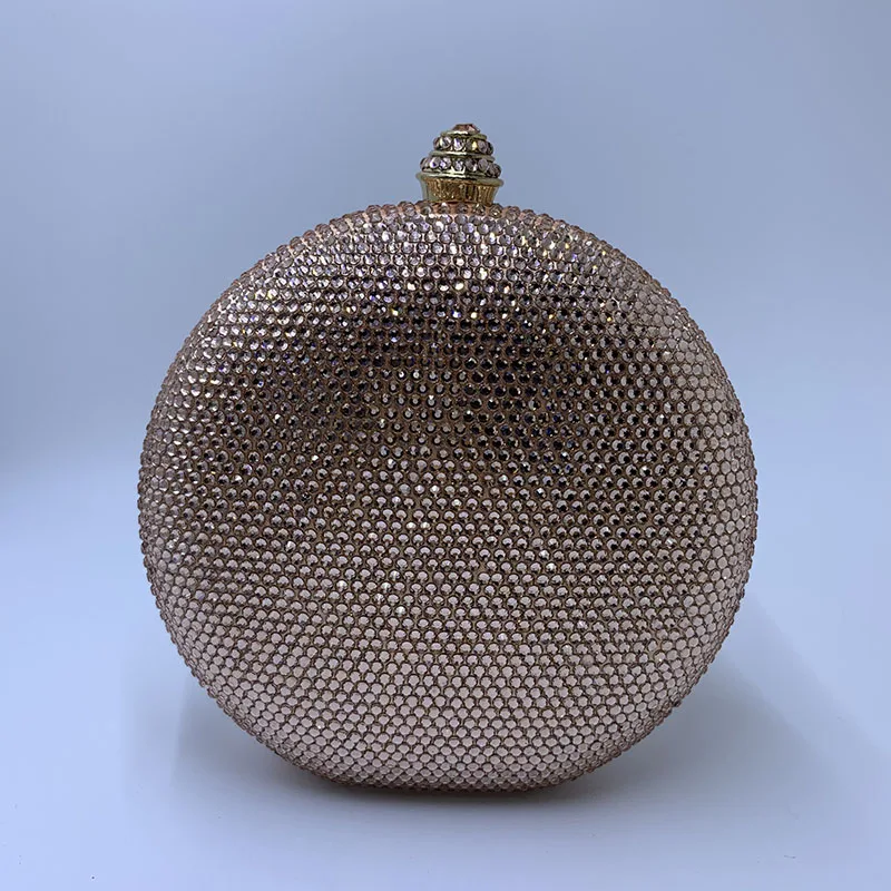 Champagne NUPHIA Mini Round Hard Box Ball Shape Party Clutch and Evening Bag for Womens - Цвет: Champagne