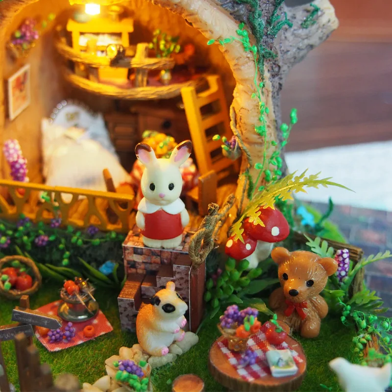 Приключения Тур Кукольный дом DIY деревянные изделия ручной работы Сборка миниатюрная мебель кукольный домик С Пылезащитным покрытием и музыкальной коробкой B003