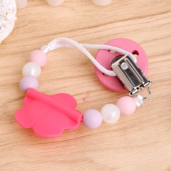 

Baby Kids Silicone Chain Clip Holders Flower Pacifier Soother Nipple Leash Strap U50F