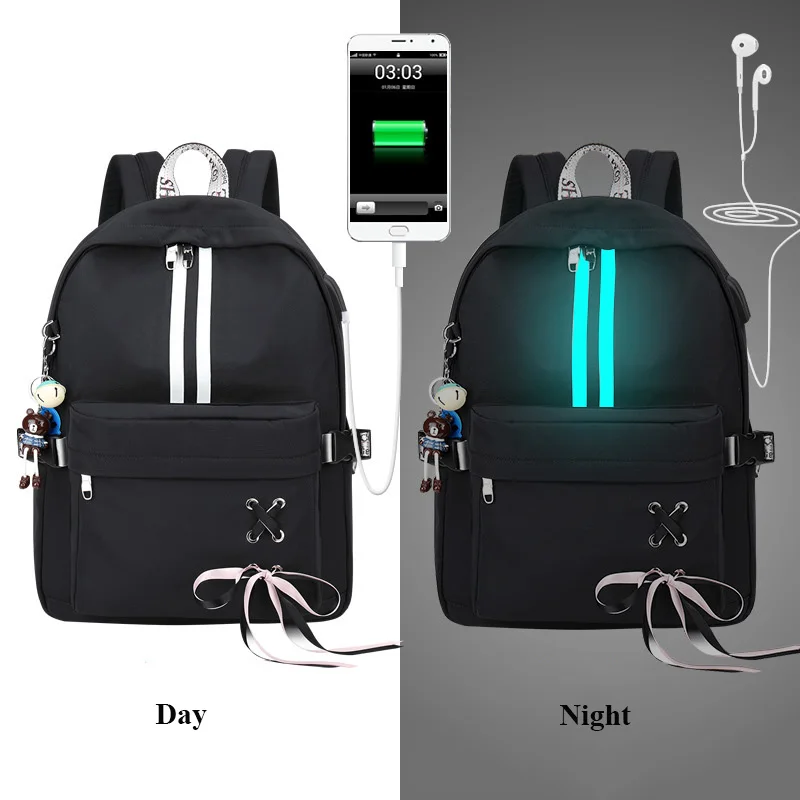 Водонепроницаемый женский рюкзак с защитой от кражи, школьный рюкзак с Usb зарядкой для девочек, рюкзак для путешествий, ноутбука, mochila escolar - Цвет: 01
