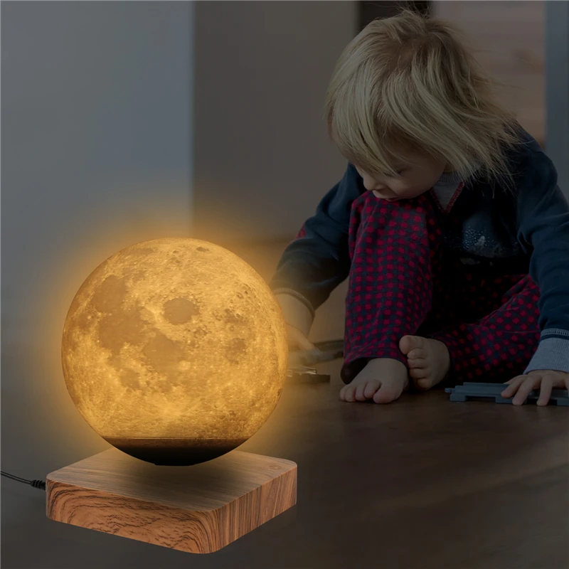 NEW design Creative 3D Magnetic Levitation Moon Lamp Night Light Rotating Led Moon Floating Lamp Home Decoration Holiday