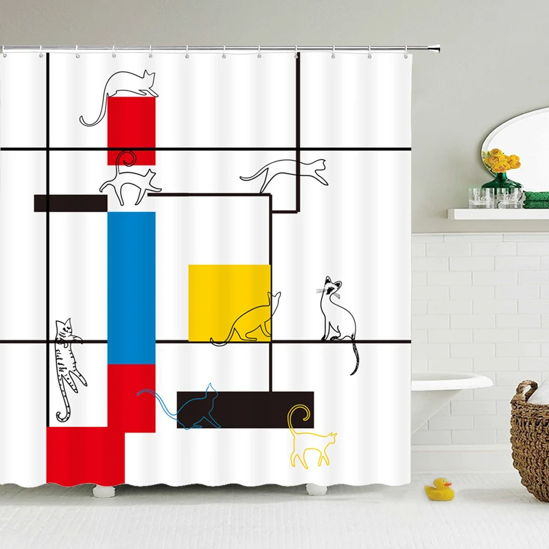 Занавеска для ванной с геометрическим узором водонепроницаемая занавеска душа