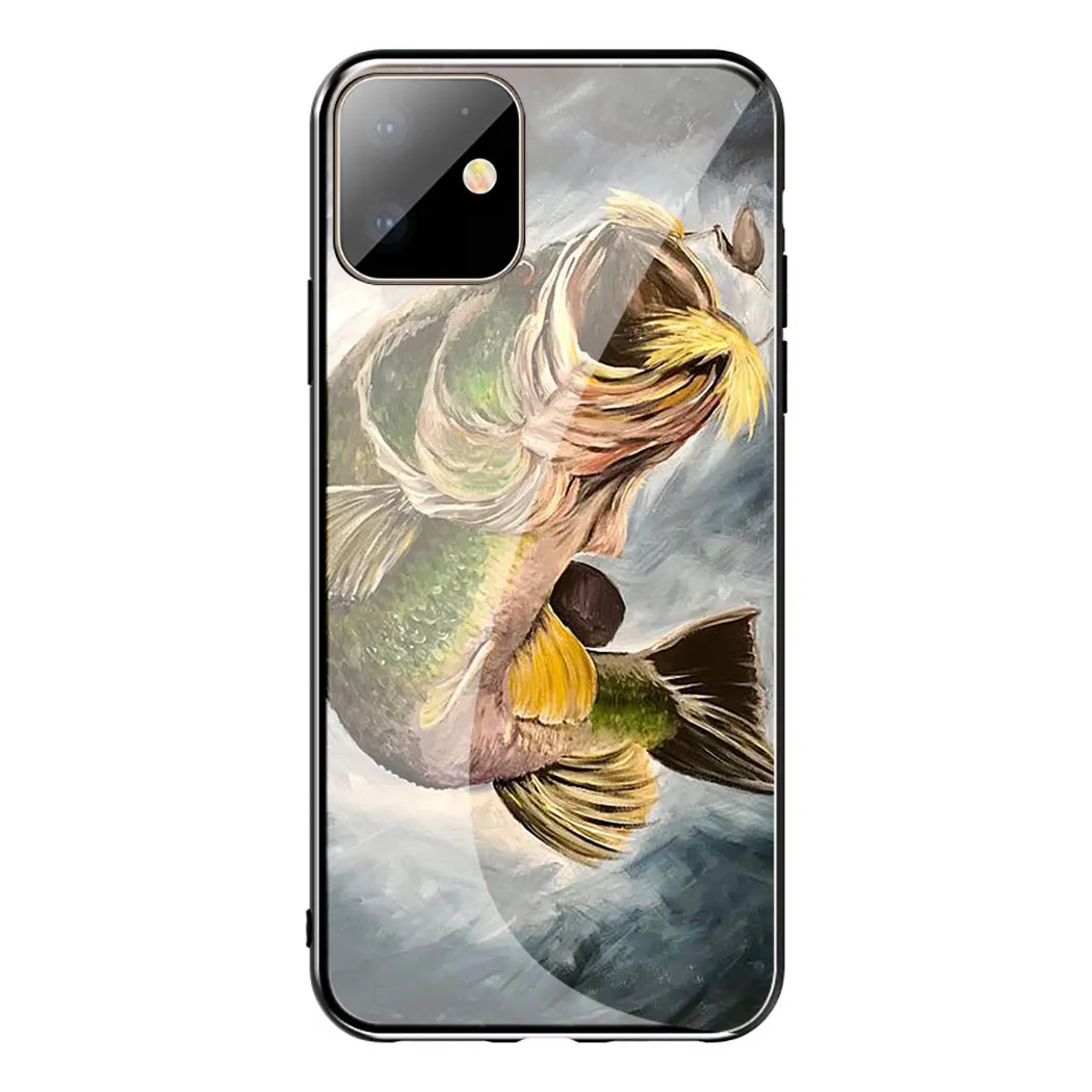 Панель с рисунком форели, чехол из закаленного стекла для телефона Apple iPhone 11 Pro XS Max XR X 8 7 6S Plus 5S SE - Цвет: TG18