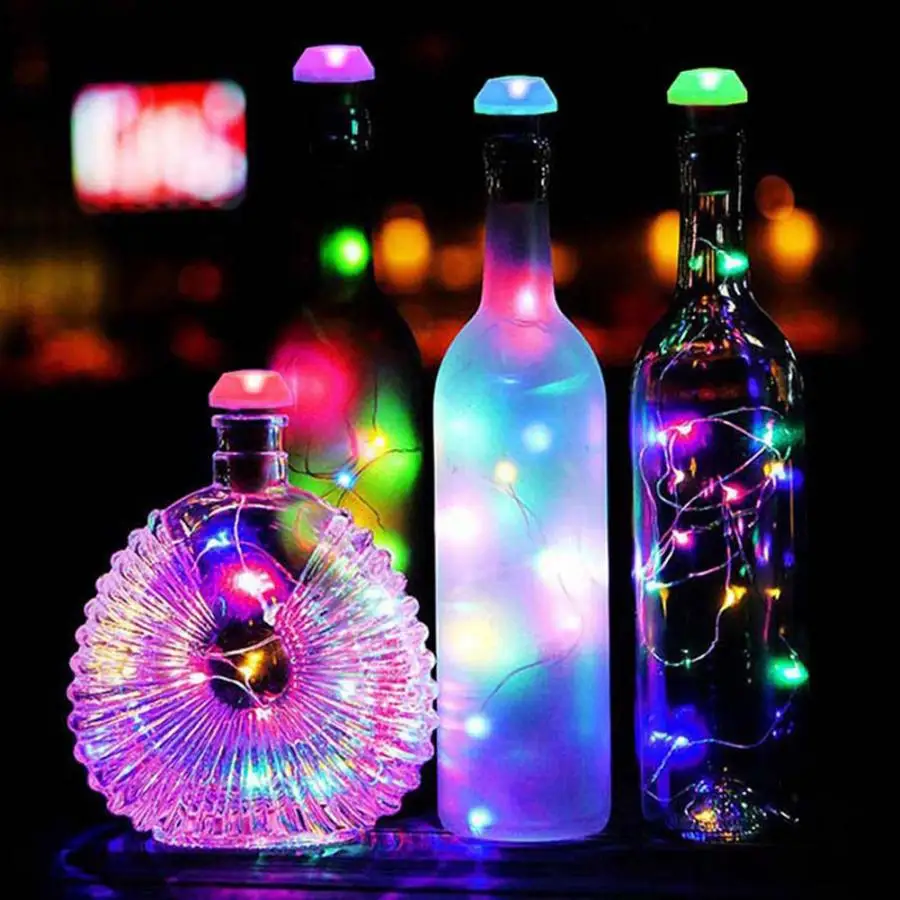 

6PCS LED Solar Colorful Glass Wine Bottle Cork Atmosphere Lamp Party Christmas Decoration Landscape String