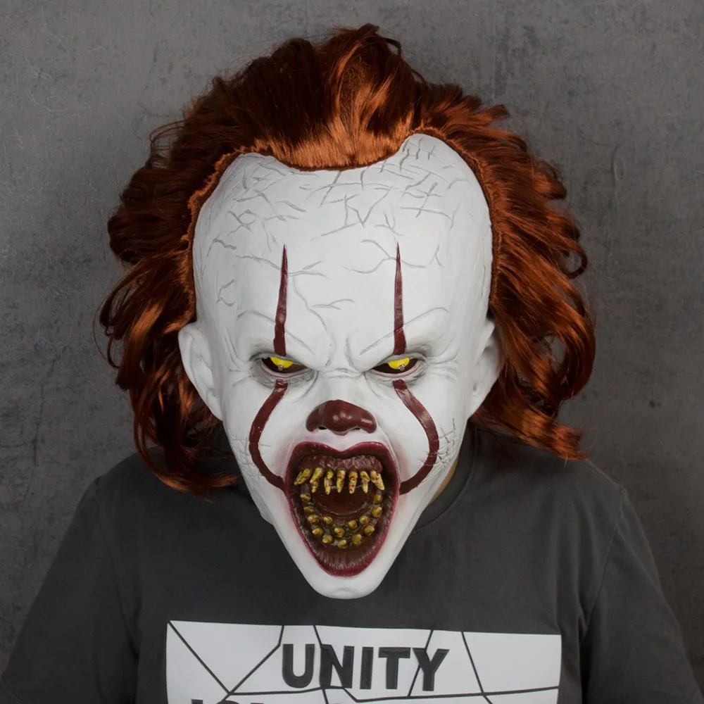 Pennywise маска клоуна Стивен Кинг Это латекс светодиодный маска ужаса принадлежности на хеллоуин для косплея