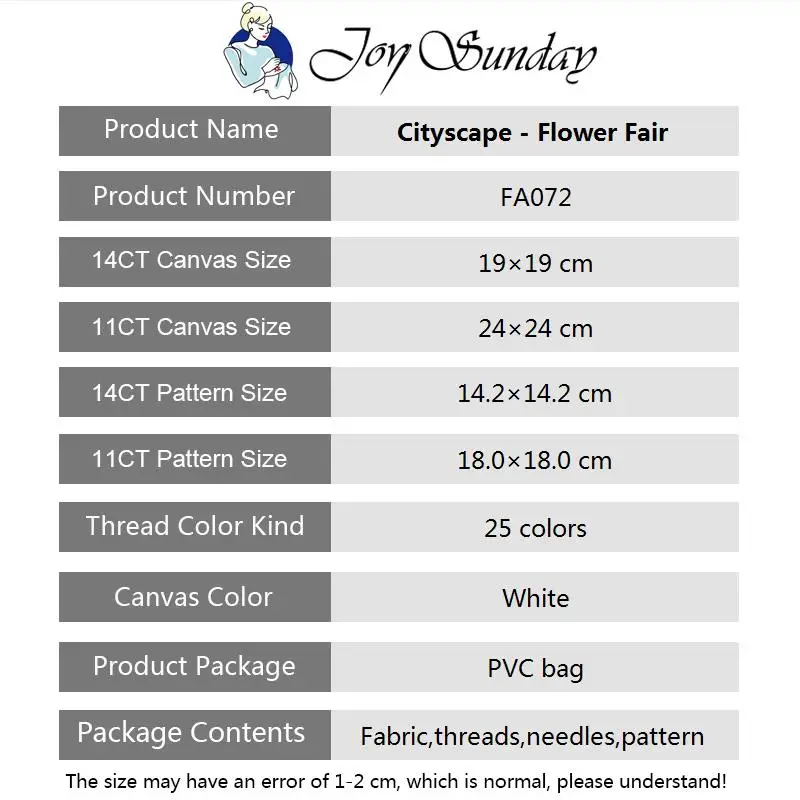 Joy Sunday Cityscape Наборы для вышивания крестиком, Набор для вышивания крестиком, достаточно холста для вышивания пейзажа