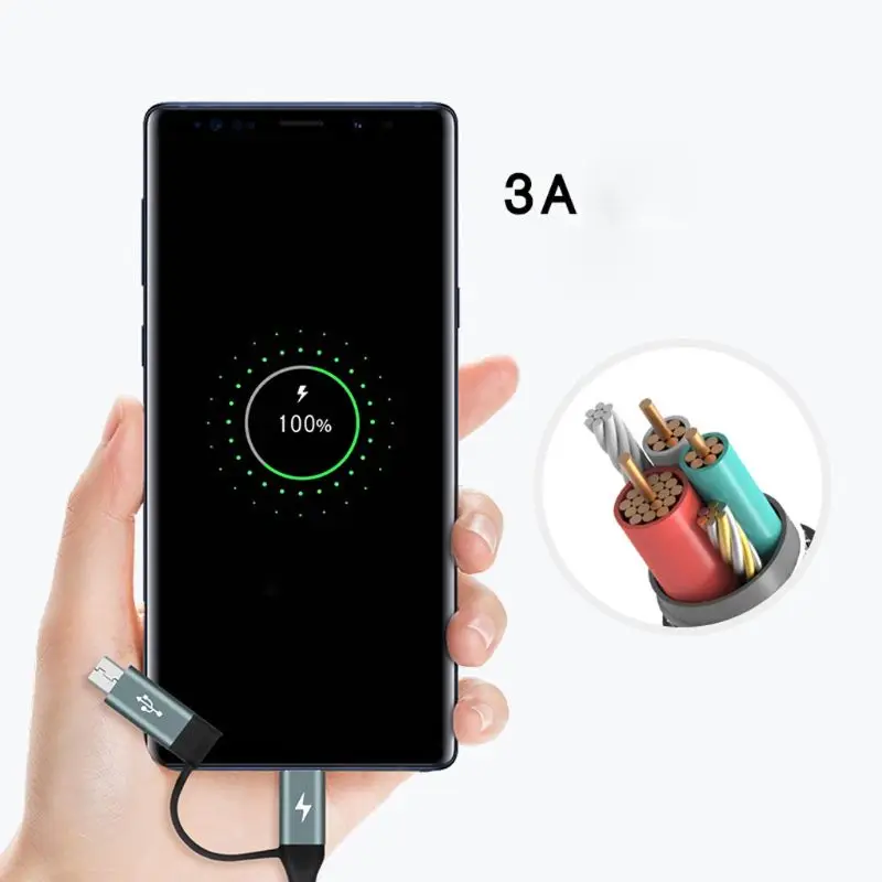 60W 3A нейлоновая оплетка 4 в 1 несколько USB+ type C к USB C+ Micro USB Быстрая Зарядка адаптер кабель для передачи данных Шнур для samsung huawei A