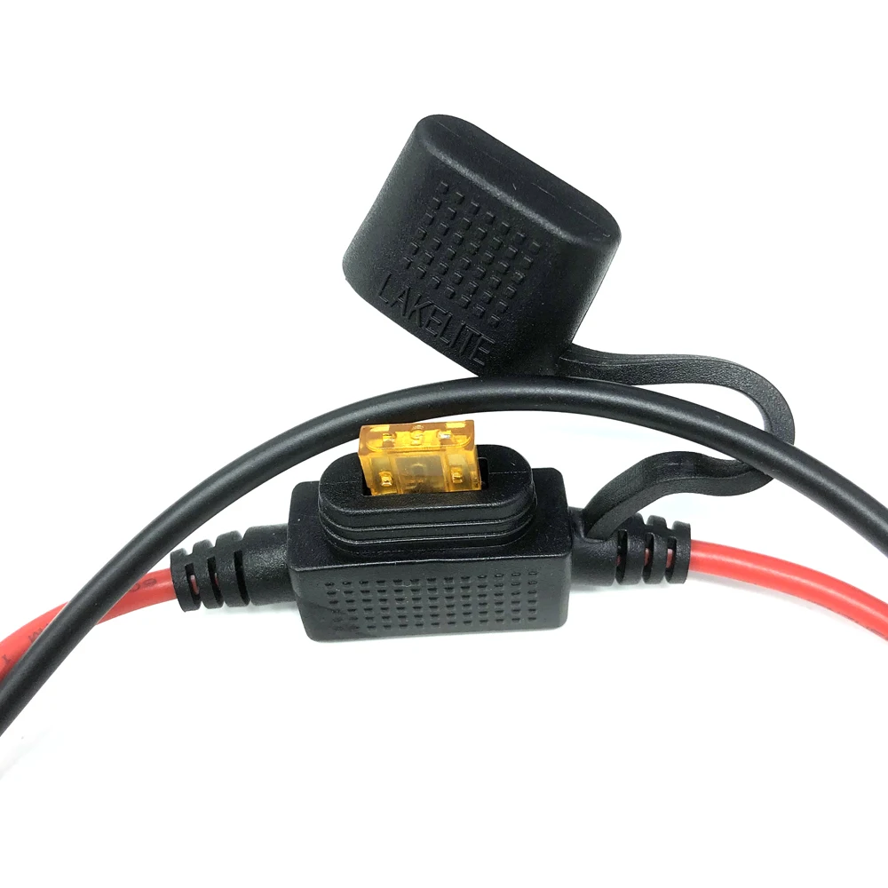 SAE To DC5521 DC 5.5mm X 2.1mm Coax 15AWG Cable Motorcycle Heat Clothing Adapters 14AWG 30CM 5A Fuse
