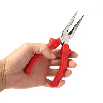 

Needle-nose Wire Pliers Hardware Tools Red Handle Nickel Iron Needle-nose Electrician Stripping Tools Pliers Supplies