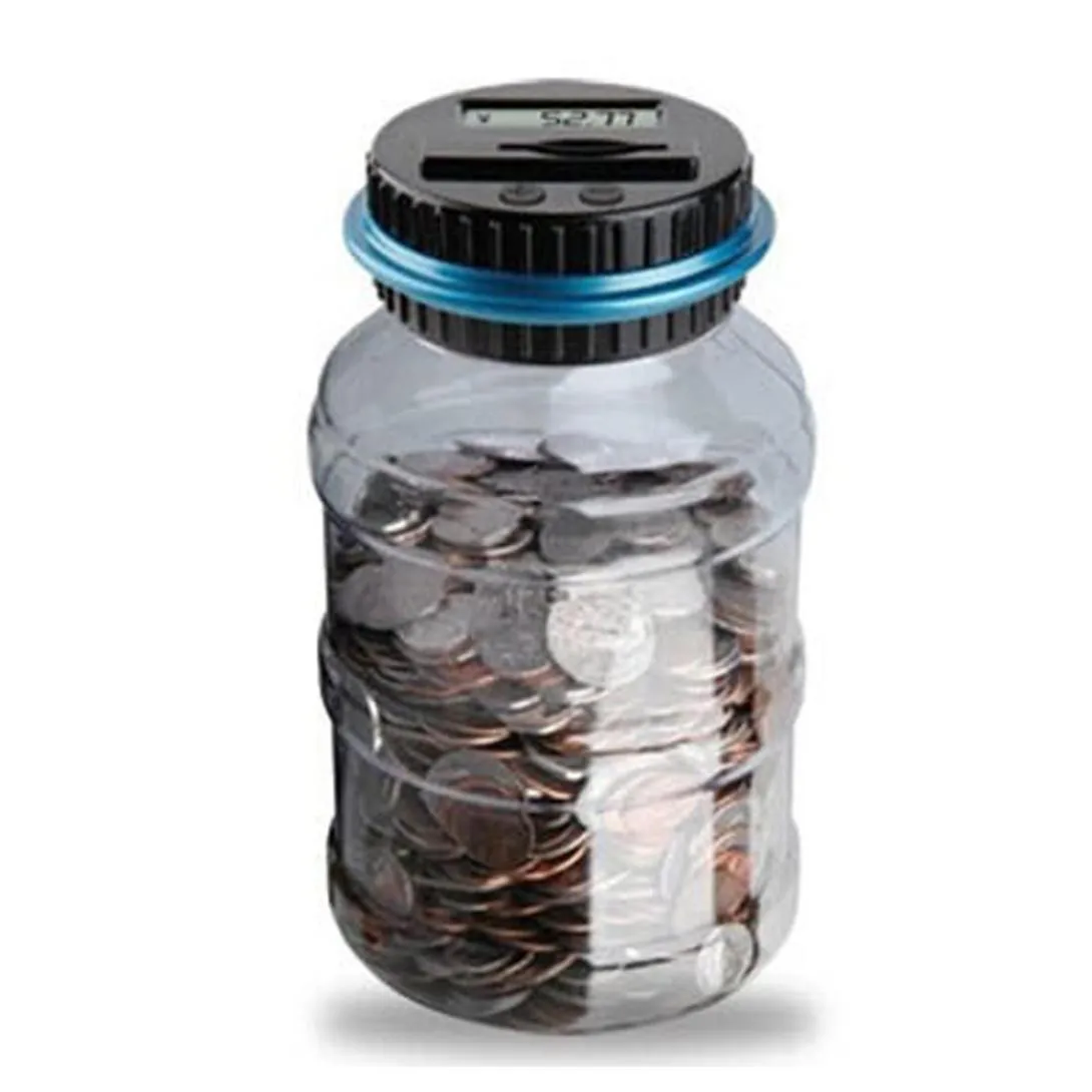 Clear Digital Piggy Bank Coin Savings Counter LCD Counting Money Jar Change Gift Money Saving Jar