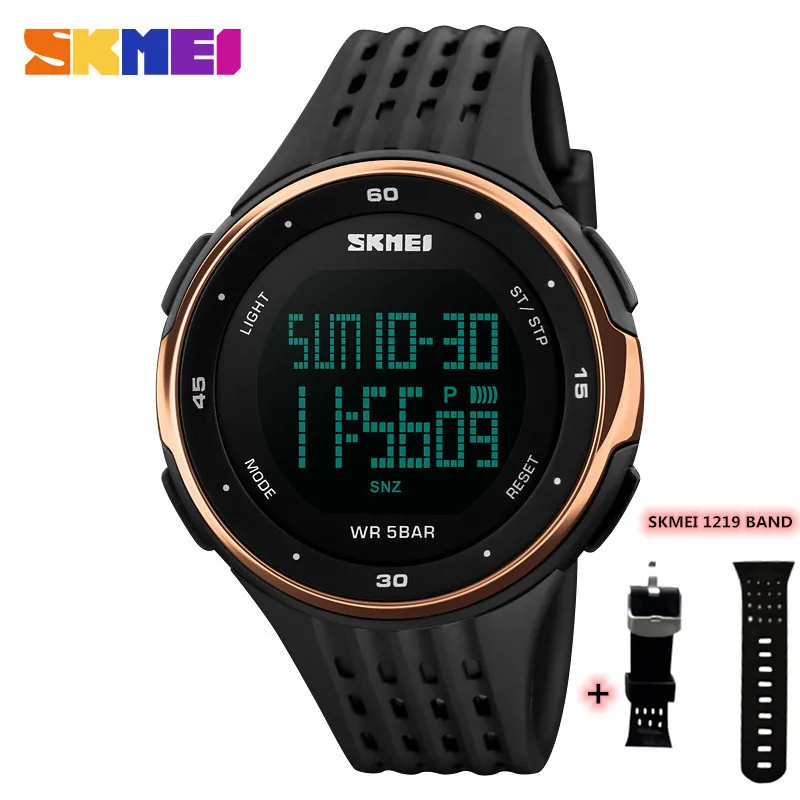 SKMEI 1219 Men Digital Watch LED Display Waterproof Male Wristwatches Chronograph Calendar Alarm Sport Watches Relogio Masculino 