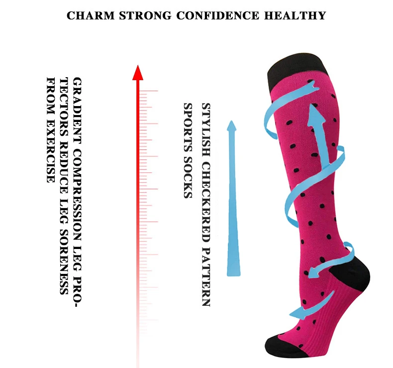 Рождественские компрессионные высококачественные чулки для женщин и мужчин, Компрессионные носки для бега с спортивным рисунком, нейлоновые носки для бега
