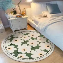 

New Nordic Living Room Carpet Printing Thick Area Rugs Non-slip Floor Mats Bedroom Bedside Round Carpets Fluffy Soft Balcony Rug