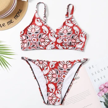 

Criss Cross Ruched Sunflower Tankini Set Spaghetti Straps Lace Up Bikinis High Waist Elastic Swimsuit Female Bathing Suiit