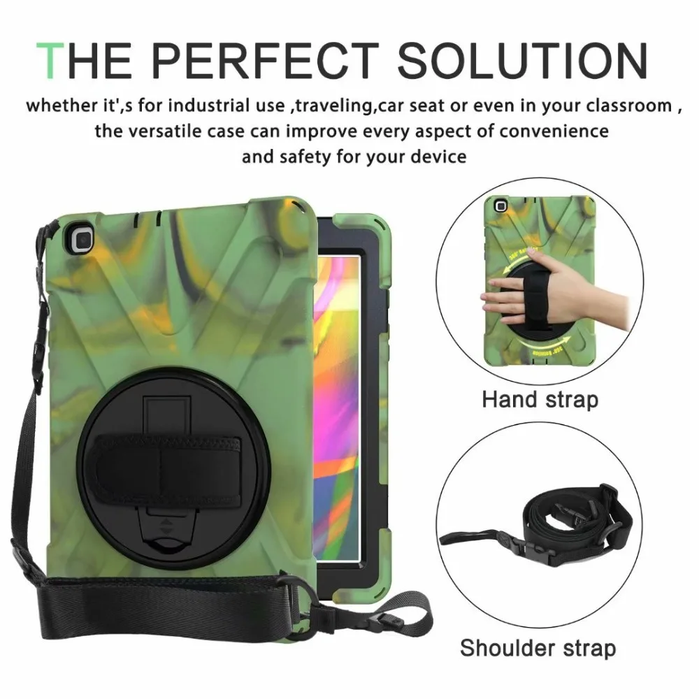 Funda противоударный Heavy Duty с наручные Ремешки чехол для Samsung Galaxy Tab A 8,0 T290 T295 T297 SM-T290 SM-T295 крышка+ подставка для ручек