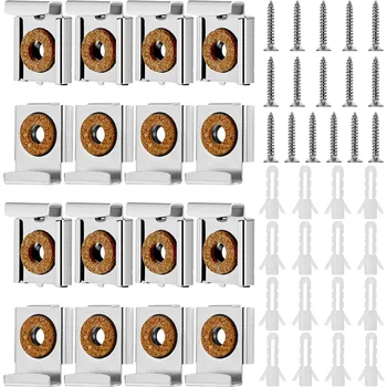 

Spring Loaded Hanger Clips Mirror Mounting Clips Mirror Wall Clips with Hollow Wall Anchors and Screws Tools(48 Pcs)