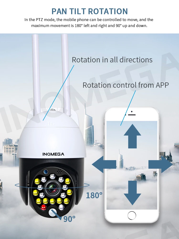 INQMEGA Cloud 2.4MP PTZ скоростная Купольная Wi-Fi камера для улицы с автоматическим отслеживанием ONVIF беспроводная камера для домашнего наблюдения ip-камера