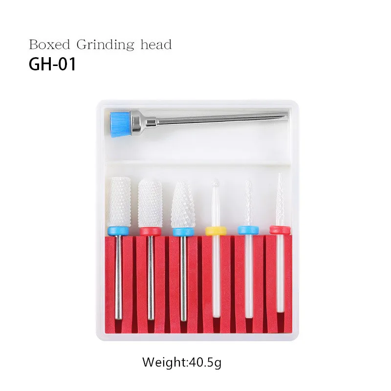 7Pcs Ceramic Nail Drill Bits Set with Cleaning Brush Diamonds Milling Cutter Silicone Polishing for Manicure Machine Accessories
