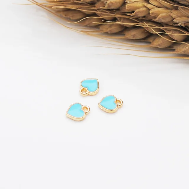 10pcs/lot Black White Pink Red Enamel Charms Heart Charms Pendant for DIY Jewelry Making Heart Charm Bulk Sale 7*8mm blue 7x8mm