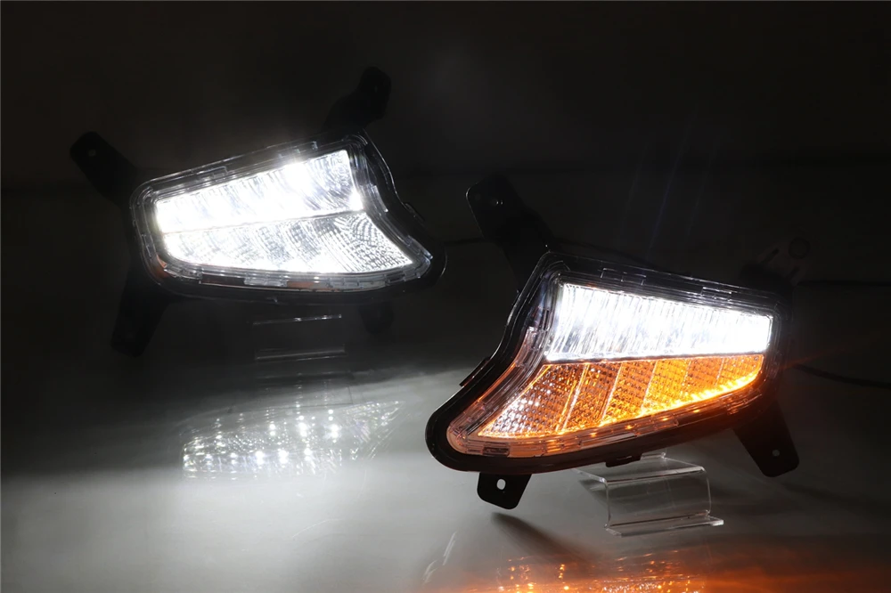 CSGJMY 1 пара светодиодный противотуманный фонарь для hyundai Santro DRL дневные ходовые огни с желтым сигналом поворота drl