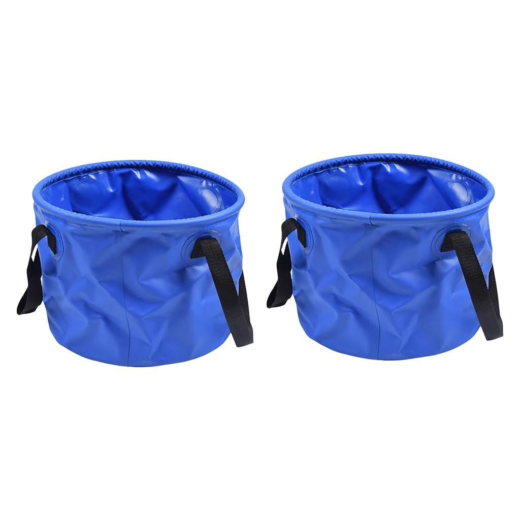 2pcs Folding Multifunctional Wash Basin Bucket Collapsible Buckets Fishing Pail Water Carrier Bag Outdoor Backpacking 30L