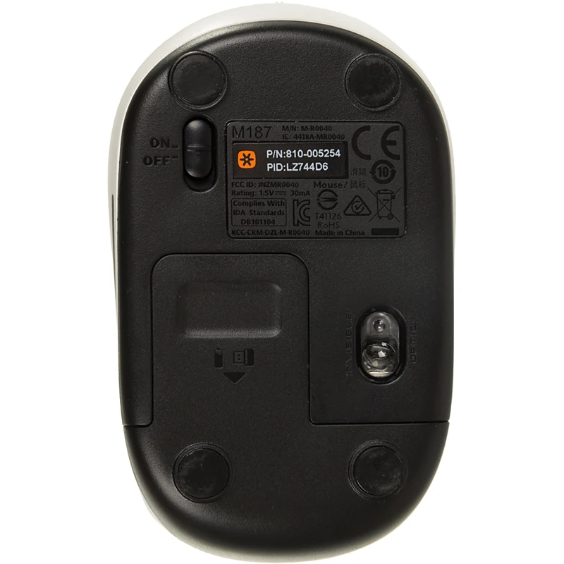 Мышь Logitech Mini M187 черный/серый оптическая(1000dpi) беспроводная USB для ноутбука(2but