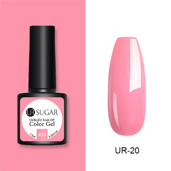 UR-20 Ur Sugar, 7,5 мл, более дешевая цена, Цветной Гель-лак, высокое качество, замачиваемый, УФ светодиодный Гель-лак для ногтей, Базовое покрытие, не протирает верхнее покрытие - Цвет: UR-20