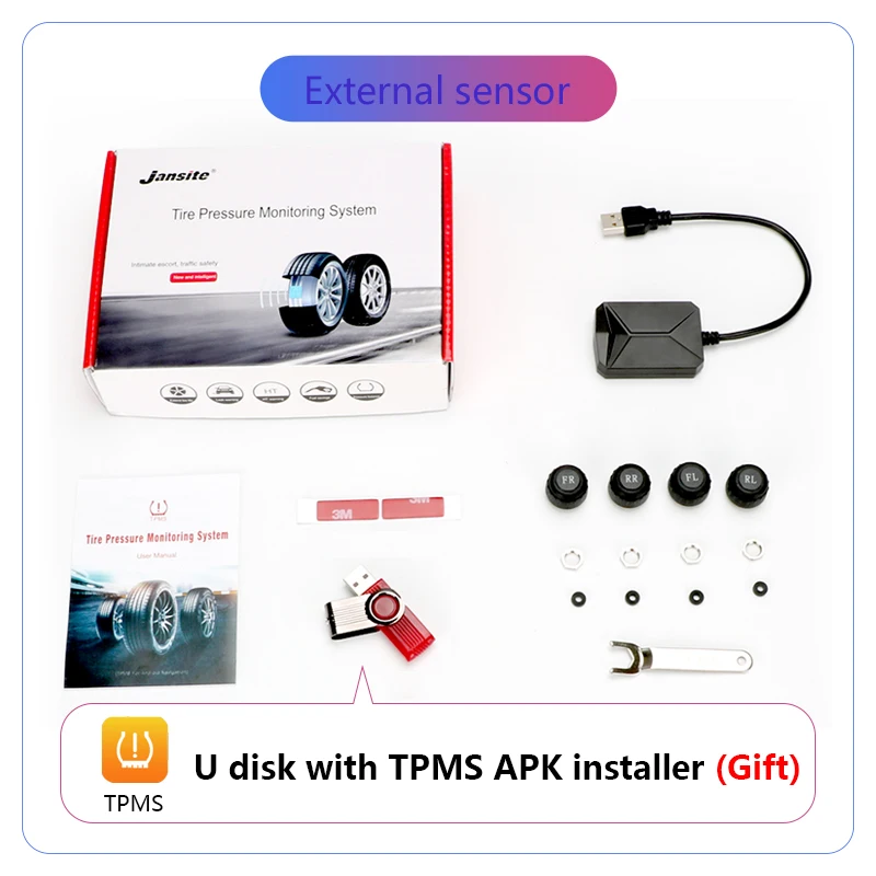 Develuck USB ȵ̵  TPMS Ÿ̾ з ͸ ý ڵ  ׺̼ 4 Ÿ̾ ܺ   ˶