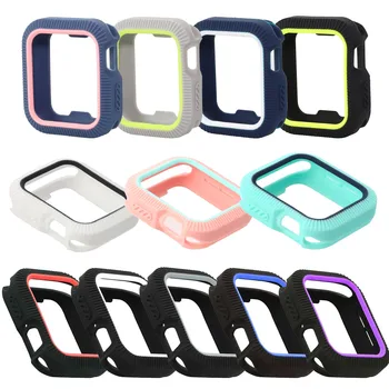 

Series 4 Silicone Bumper for Apple Watch Case 44mm 40mm Cover Frame Fashion Dual Colors Shockproof Impact Resistant Shell