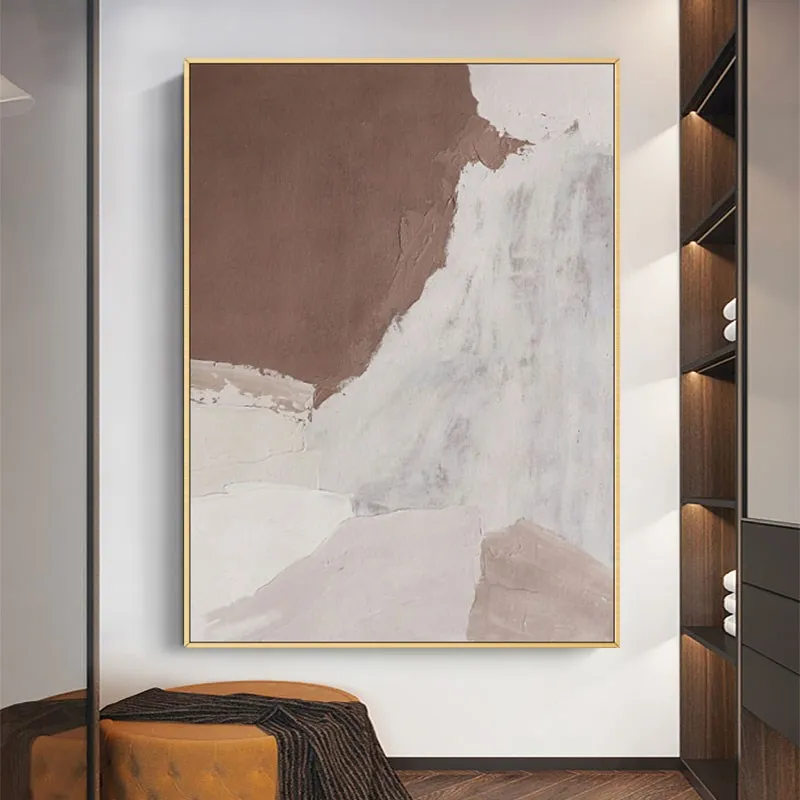 

Home Decor Handmade Abstract Painting Canvas Art Wall Painting Large Wall Art Minimalist Art Morandi Color Brown And White