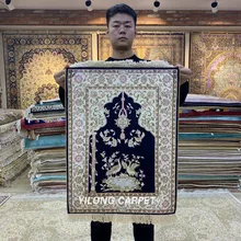 YILONG 1,5 'x2' Синий Шелковый гобелен ручной работы небольшой молитвенный коврик(HF070B
