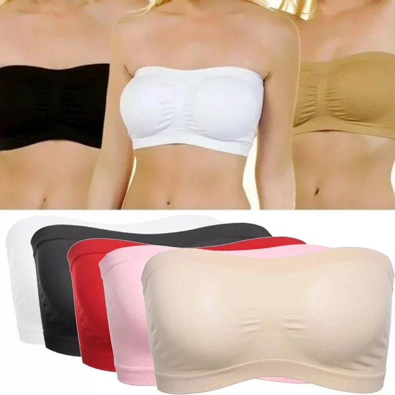 Women Lingerie Bra Tube Tops Plus Size Breathable Mesh Tubular Strapless Crop Bralette Bandeau S-6XL