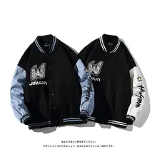 M-5XL Japanese white background trend large size casual warm couple baseball uniform creative printing jacket