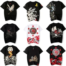 17 цветов, мужские японские кимоно в стиле Харадзюку, футболки с круглым вырезом, хлопковые топы для женщин, одежда для пар, китайские футболки Ukiyo